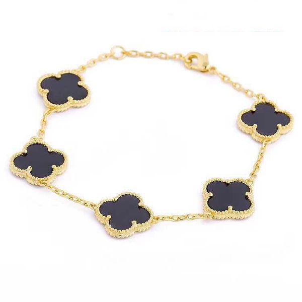 

Горячая распродажа из нержавеющей стали 316L Shell Clover браслеты с черным агатом четыр