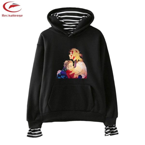 

kimetsu no yaiba men's new print sports fake two-piece clothes kimetsu no yaiba men's fashion hooded clothes trend, Black