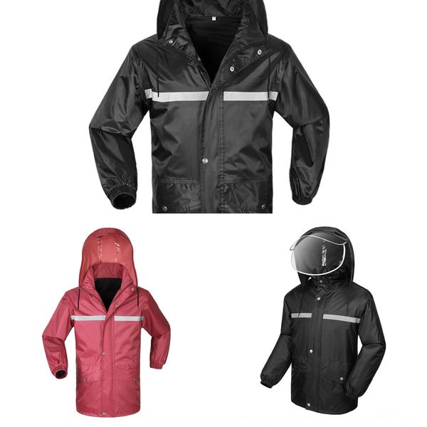 

men's clothes style rain-proof rain half-body men's one-piece trousers suit coat labor protection short raincoat and rainpants sui, Red;brown