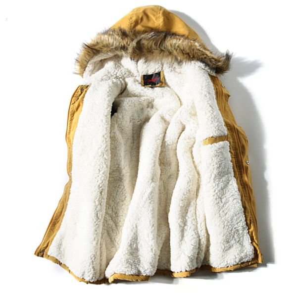 

winter new men casual thickening plus cashmere cats jackets /men add wol capuchon bontkraag parka donsjack jas, Black