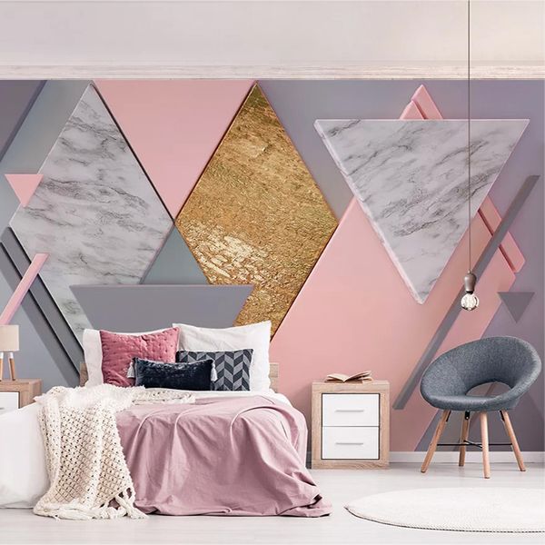 

custom p wallpaper 3d nordic style pink rhombus geometry murals living room bedroom wall painting papel de parede 3d fresco