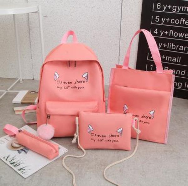 

4 pcs/set backpack school canvas cute bags college travel bag rucksacks mochila bookbags girls