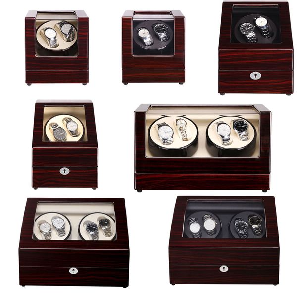 

mahogany lacquer sandalwood luxury automatic watch winder boxes full model slient japan motor for brand watches display&storage, Black;blue