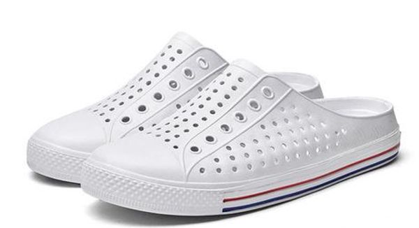 

2020 flip flops men beach slippers casual shoes m002 breathable slides mens sippers outdoor hole dsx0489, Black