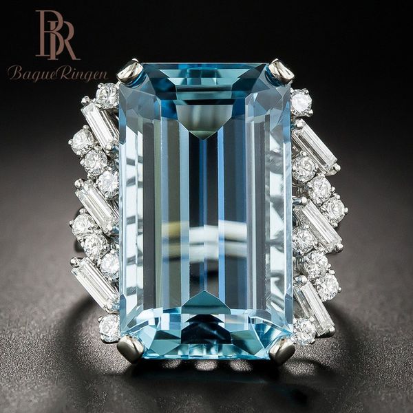 

bague ringen created z 100% 925 sterling silver created blue gemstone rings wedding engagement fine jewelry new, Golden;silver