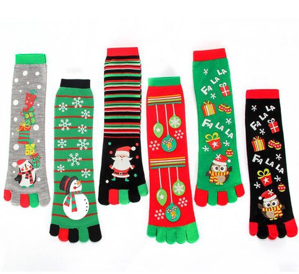 

winter warm christmas five finger socks cartoon mid tube socks hosiery girls women stockings xmas gifts cosplay christmas decorations an2853