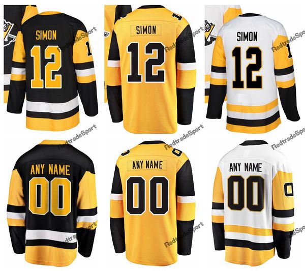 

2019 new alternate yellow pittsburgh dominik simon hockey jerseys mens custom name home #12 dominik simon stitched hockey shirts s-xxxl, Black;red