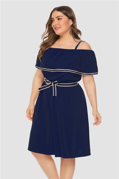 

женское свободное сексуальное короткое платье с плечами оборками одевание плюс размер мини-платье летнее платье l-4xl, Black;gray