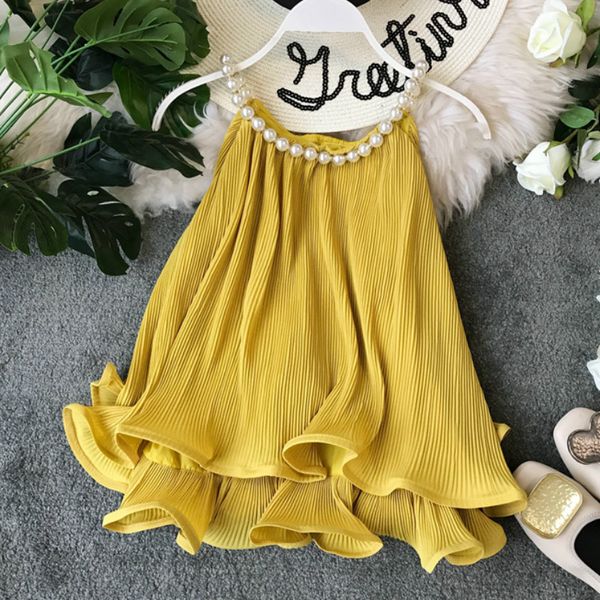 

сексуальные женщины шифон недоуздки оборками жемчуг жилет рубашки сексуальная бисероплетение двойных слоев блузка плиссированные танк джемпе, White