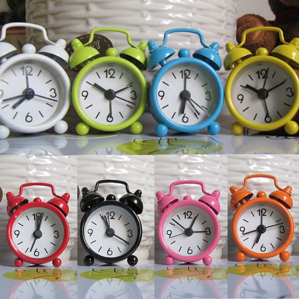 

portable children lovely mini round alarm clock desktable bedside clocks
