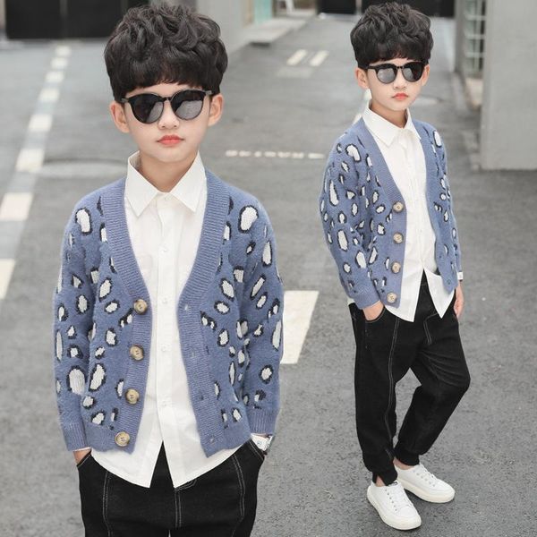 

children's clothing boy jacket autumn new children's sweater boy autumn cardigan coat shirt, Blue