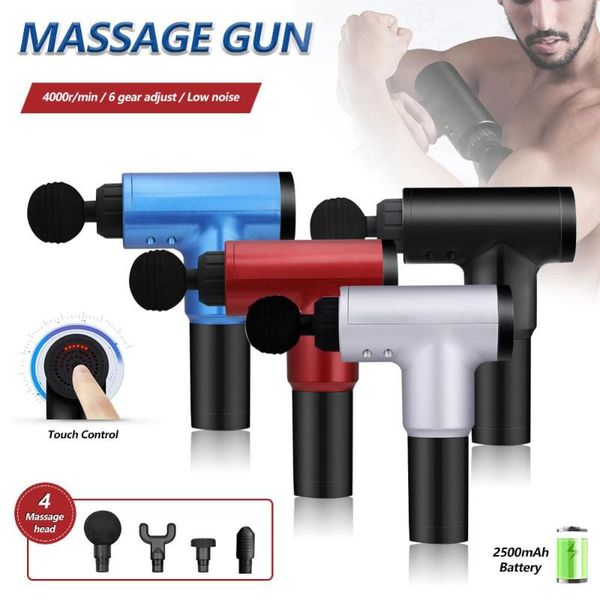 

massage guns 6 gears muscle massager pain sport massage machine relax body slimming relief with 4 heads