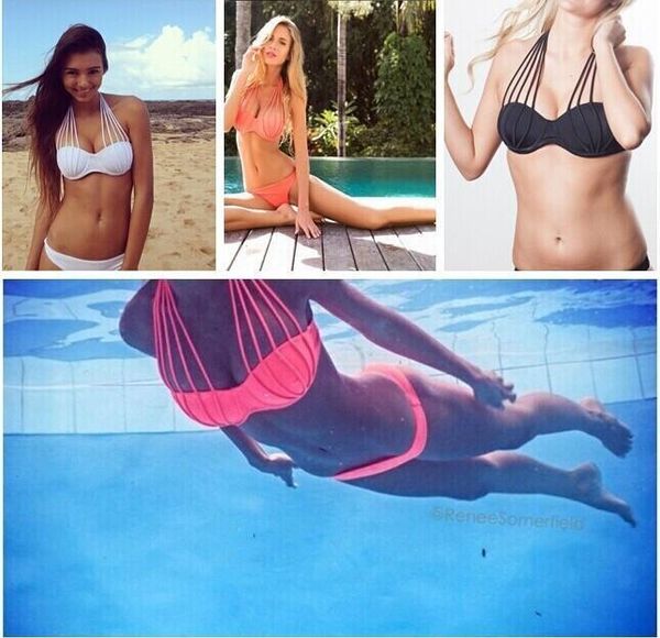 

multi-string spa bikini strap push up swimwear women two-piece set swimsuit bandage pool spa padded bra bathing suit swimming beachwear, White;black