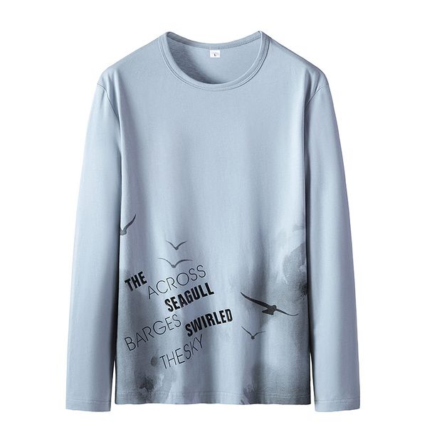 

мужская мода футболка 2019 осень футболка с длинными рукавами круглый вырез свитера мужские тенденция весной и осенью диких рубашки m-3xl оп, White;black