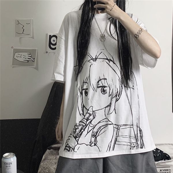 

women japanese anime harajuku t shirt summer 2020 tshirt for ladies graphic tee korean style ulzzang 90s kawaii clothes, White