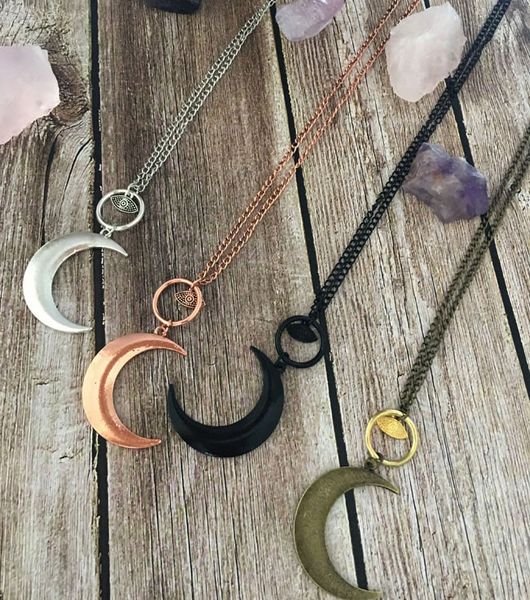 

зла подвеска глаз ожерелье полумесяц ожерелье talisman ювелирных witchy гот celestial moon amulet подарок boho witchy талисман, Silver