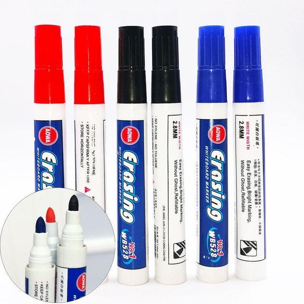 

black red blue erasable whiteboard pens office school point 0.1inch smooth writing pens whiteboard writing erasable markers pen dh1326 t03