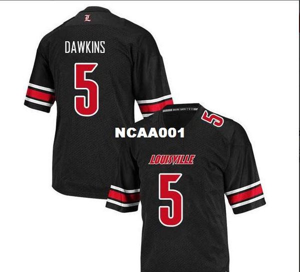 

молодежный louisville cardinalss seth dawkins #5 молодежный реальный вышивка колледж футбол джерси размер s-4xl или обычай любое имя или ном, Black;red