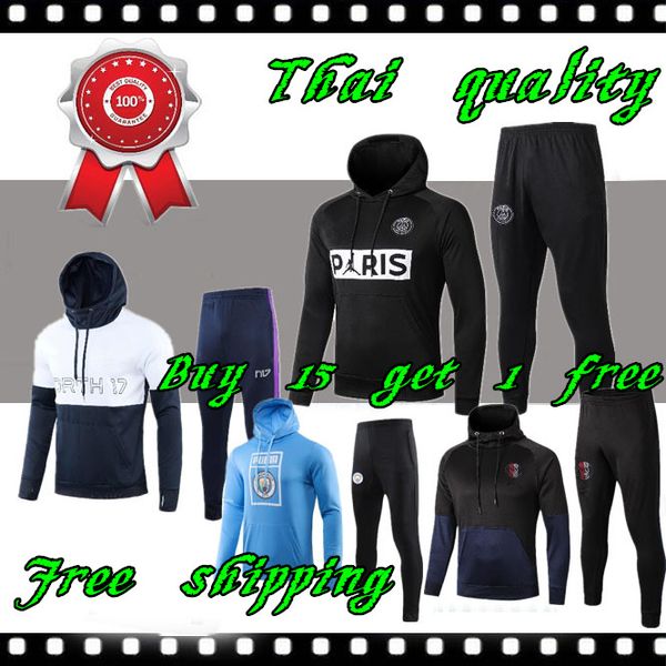 

2019 2020 spurs hoodie tracksuit kane training suit jacket city son eriksen janssen man football jacket kit track tracksuits, Black