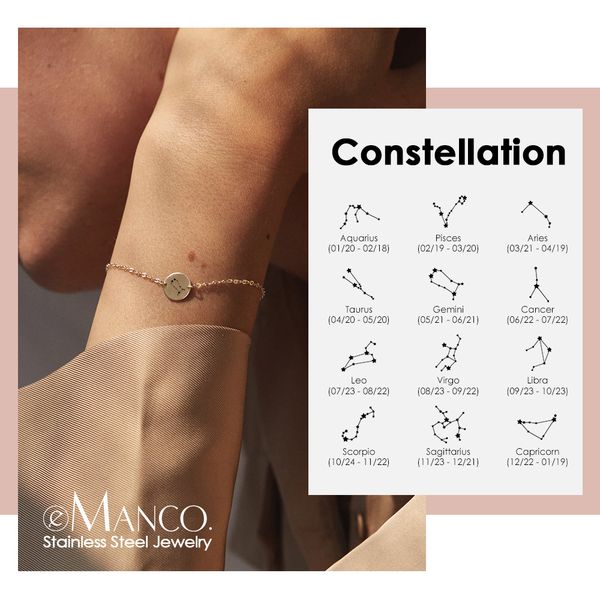 

emanco начальное созвездие браслет женщины золотой цвет браслет из нержавеющей стали минималистский наручные ювелирные изделия для женщин y2, Golden;silver