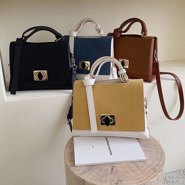 

2020 women handbag shopping messenger bags pu leather shoulder bag lady fashion scrub leather contrast color crossbody bags