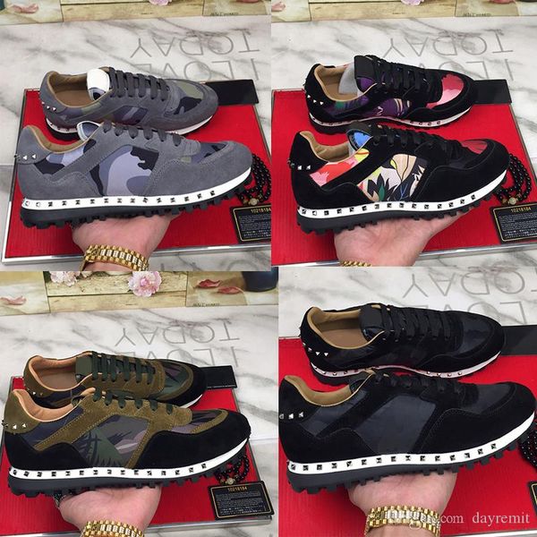 

2020 designer shoes men stud rivet camouflage sneakers runner trainers sport casual shoes size unsex euro, Black