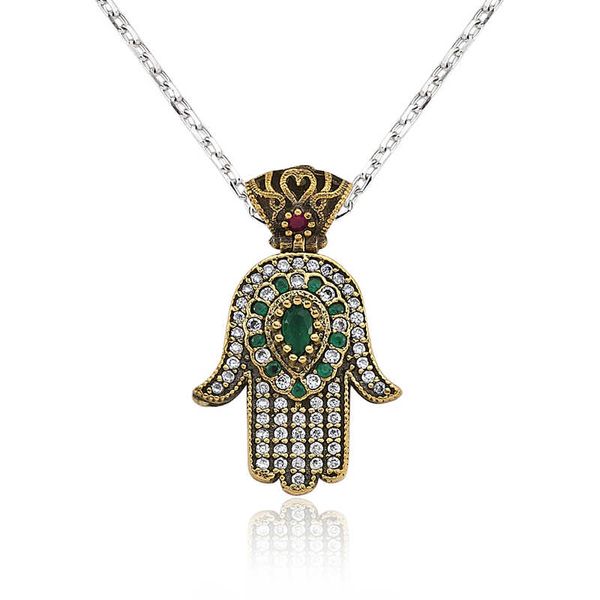 

925 sterling silver fatma hand authentic lady necklace