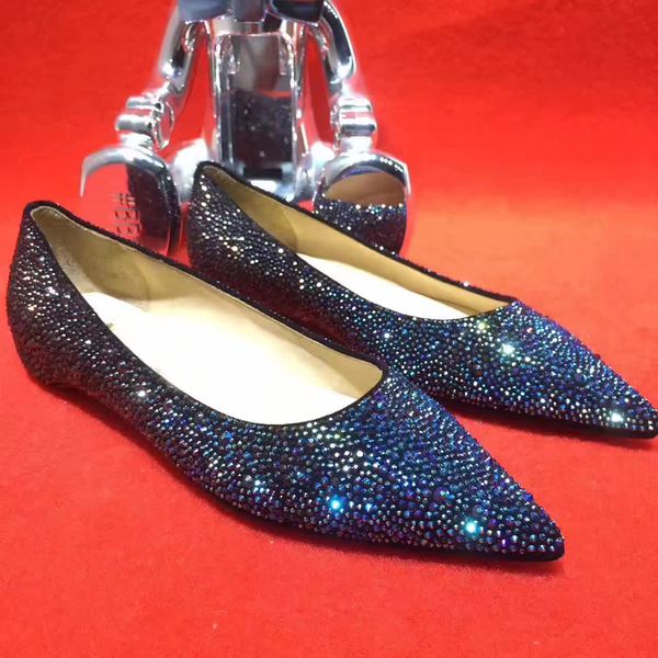

высокое качество великолепная балерина обувь дамы красное дно пигаль острым носом женщины квартиры обувь strass замша кожа свадебное платье, Black