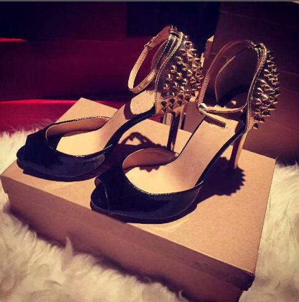 

2018 women spikes shoes red bottoms high heels pointed toe red sole pumps come with logo dust bags wedding shoes lll, Black