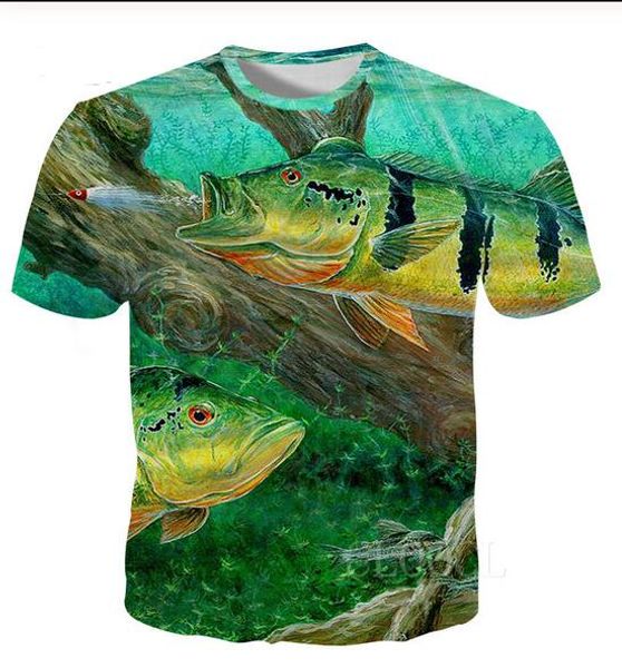 

new fashion mens / womans fish shirt summer style funny 3d print casual t-shirt plus size t0102, White;black