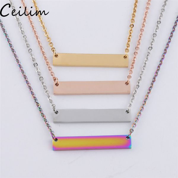 

blank bar pendant necklace stainless steel necklace gold rose gold silver blank bar charm pendant jewelry for buyer own engraving diy