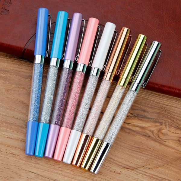 

cute kawaii diamond metal ballpoint pen crystal ballpoint pens for kid gift office supplies gold silver rose gold pen, Blue;orange