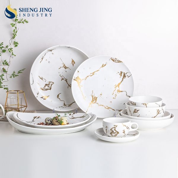 

the brand new luxury gold marble dinnerware fine porcelain l dinner set