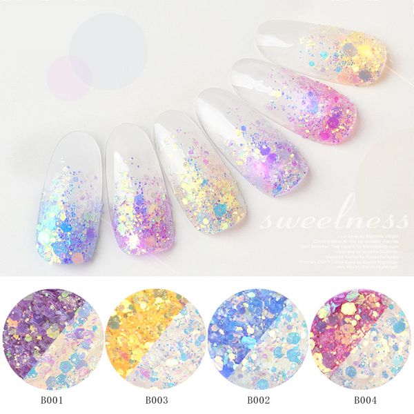 

light chameleon color changing nail glitter sequins colorful sparkly ranicure diy nail art 3d decoration holographic glitter art r, Silver;gold