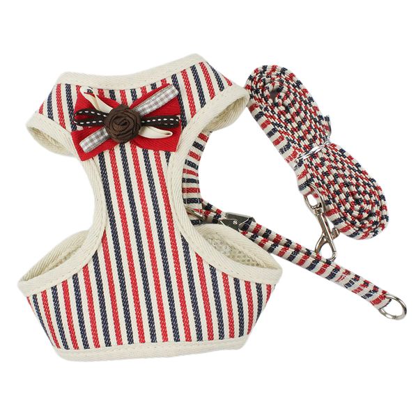 

adjustable dog leash set puppy bowtie harness vest with handle traction rope