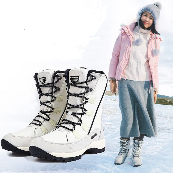

women snow boots pu leather 2019 winter keep warm plush mid-calf boots waterproof platform winter shoes big, Black