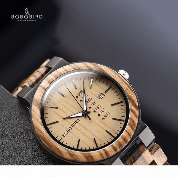 

relogio masculino bobo bird men watch wooden business auto date week display timepiece relogio customize logo u-o26, Slivery;brown