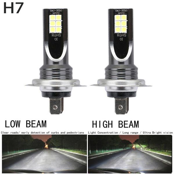 

2pcs / комплект h7 110w led автомобиля фара автомобиля передняя лампа супер яркий белый луч 6000k 12v моделирование fog light kit