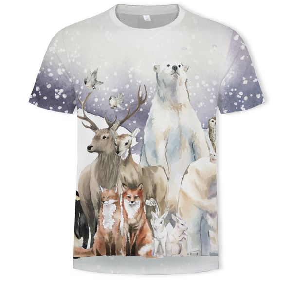 

mensclothing animal animation 3d digital printing short sleeve t-shirt, White;black
