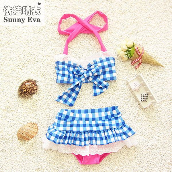 

sunny eva girls bikinis checks swimsuit 2019 kids two pieces children bikini swimwear infantiles swimming girls bathing suits