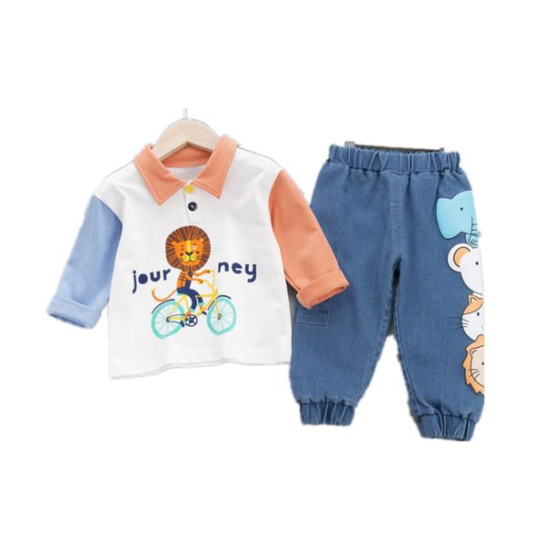 

children clothes suit new spring autumn kids boys girls cartoon t shirt pants 2pcs/sets baby toddler clothing infant sportswear, White