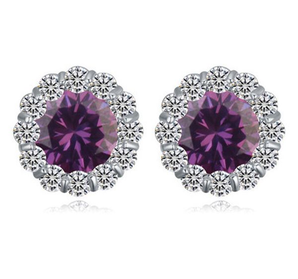 

earrings studs fashion women luxury exquisite zircon platinum plated flowers stud earrings jewelry wholesale drop shipping ter061, Golden;silver