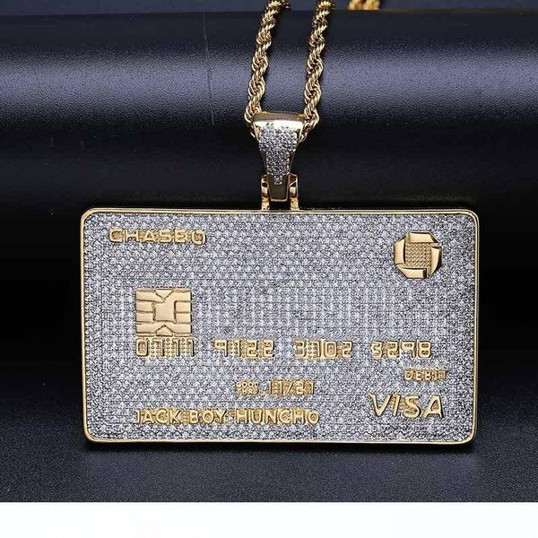 

bank card shape pendant necklace diamond gold card hip-hop personality jewelry new, Silver