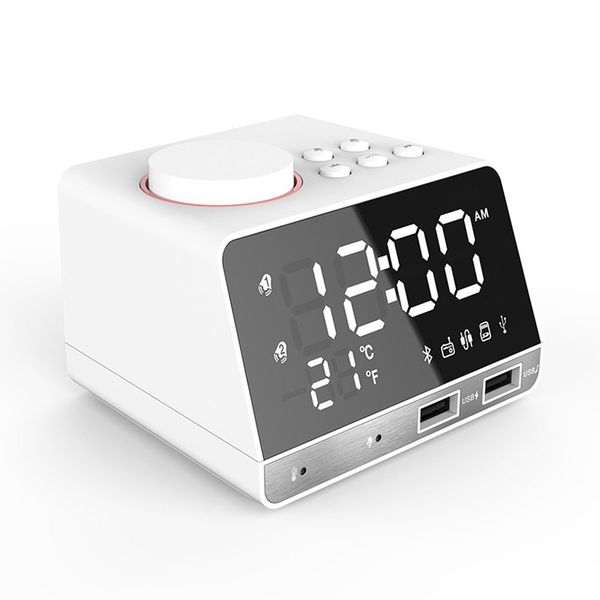 

bluetooth speaker with digital alarm clock radio speaker temperature 2 usb ports led display home decoration snooze table clock