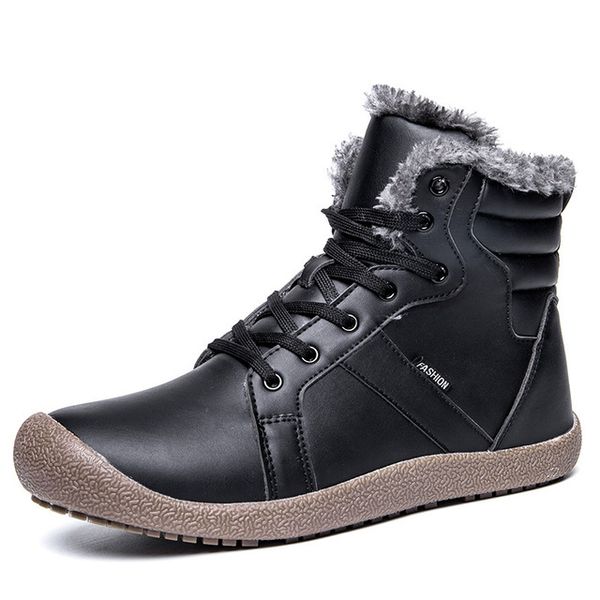 

plus size 37-58 botas hombre men winter boots male snow ankle boots waterproof warm fur casual boot shoes zapatos de hombre, Black