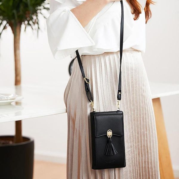 

2020 fashion women tassel crossbody bag purse phone holder pouch with shoulder strap