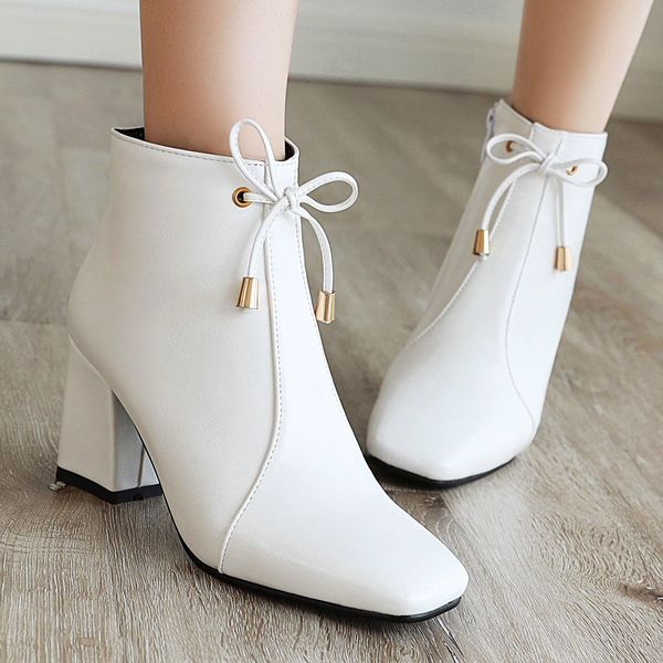 

jaycosin 2019 new women boots autumn winter female fashion ankle boot brand designer squared toe boot quality pu leather boots, Black