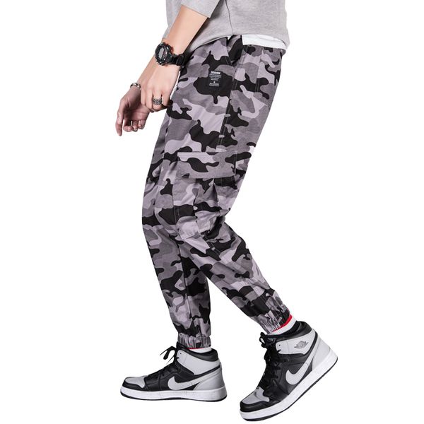 

совершенно новый streetwear хип-хоп удобные свободные брюки 2019 лето камуфляж свободное время карманные украшения брюки мужчины, Black