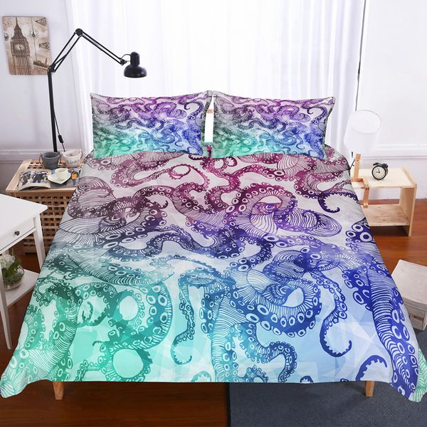 3d Printing Bedding Set Queen Size Luxury Octopus Quilt Cover King