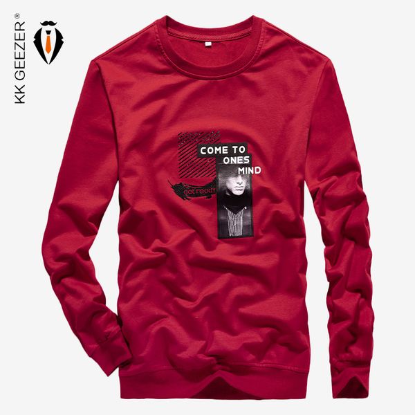 

mens sweatshirts long sleeve red printing hip hop 2019 o-neck slim fit casual streetwear tees autumn fashion high quality, Black